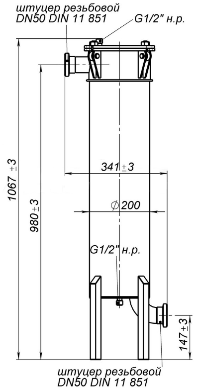Мешочный фильтр МФ20 габаритные размеры