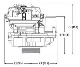 Autotrol 255 размеры клапана в дюймах (см) вид спереди